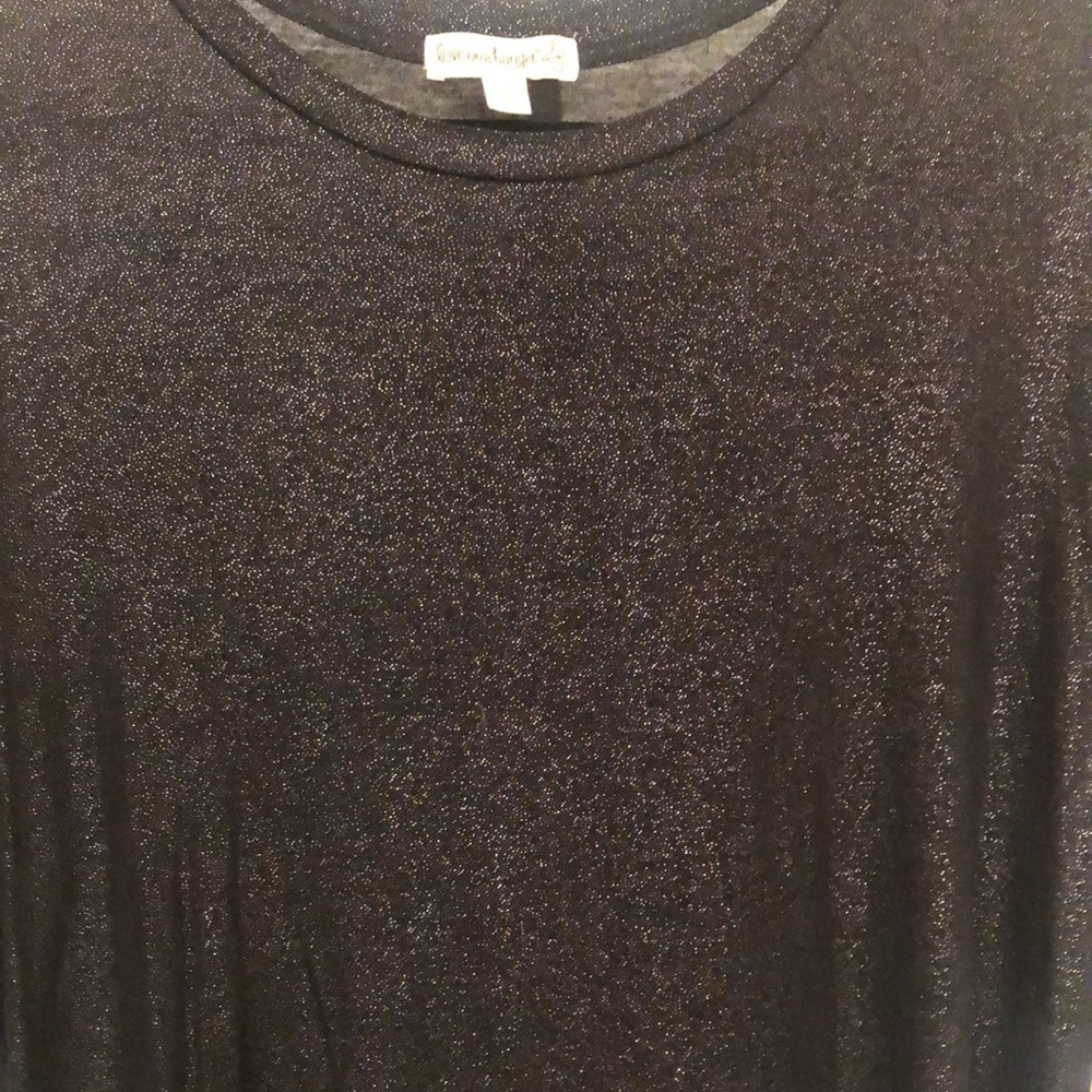 Shimmery Black Trumpet Sleeve Blouse - Picture 3 of 7